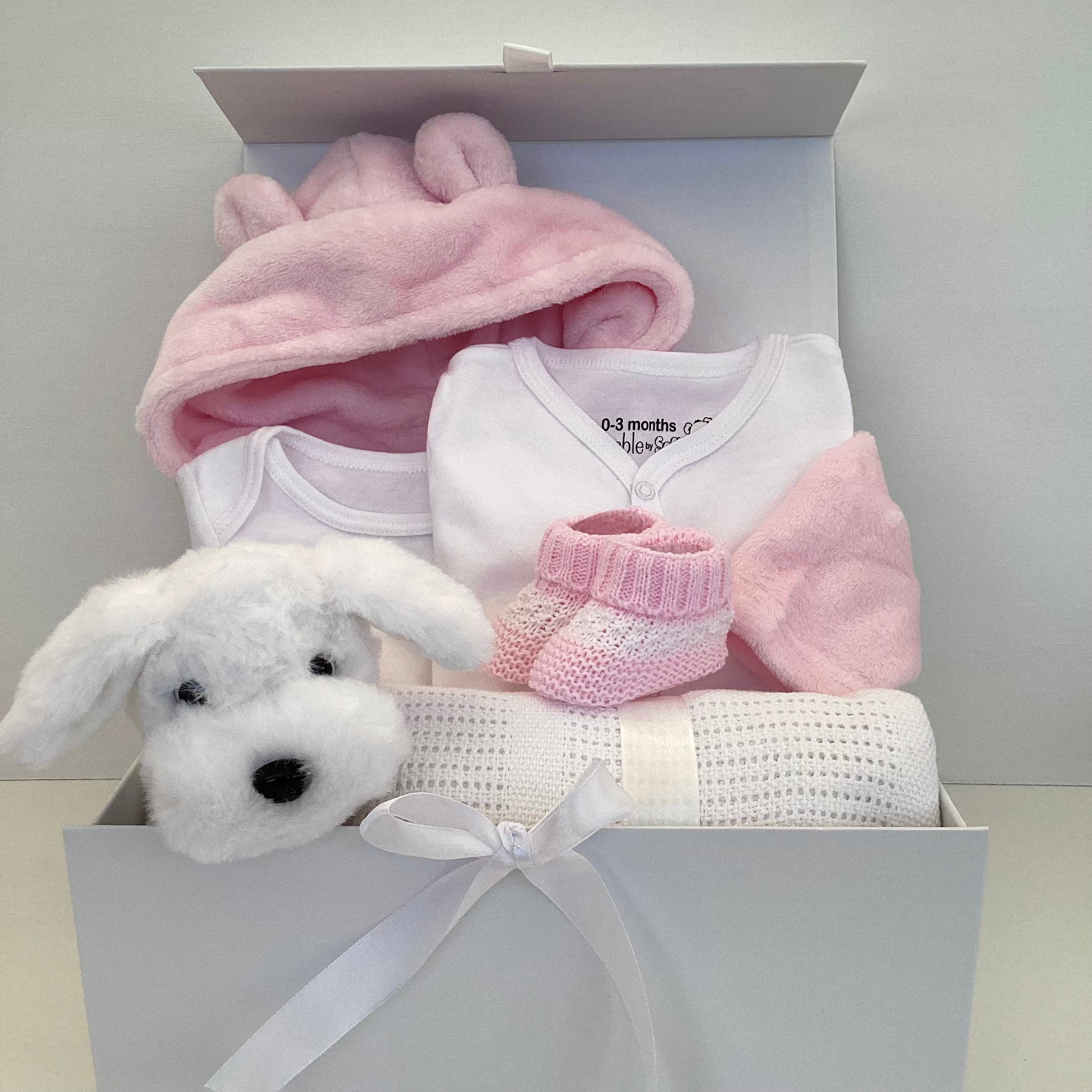 New Baby Girl Gift | MILLIE | Pink Dressing Gown & Cuddly Puppy Giftset