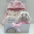 New Baby Girl Gift | PAIGE | White Bunny Rabbit Toy and Cosy Dressing Gown Giftset
