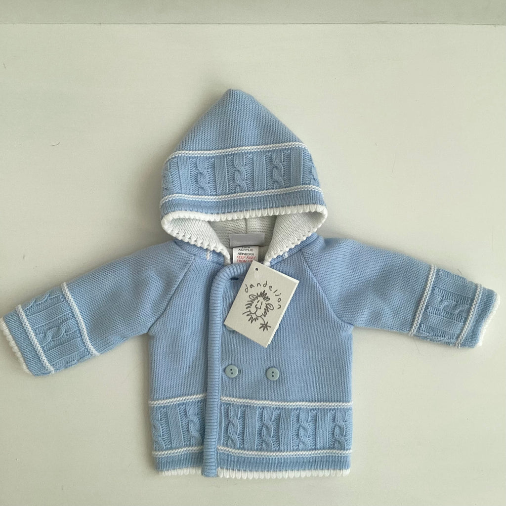 New Baby Boy Gift | SHAY | Blue Dandelion Knitted Jacket and Sheep Dog Comforter Giftset