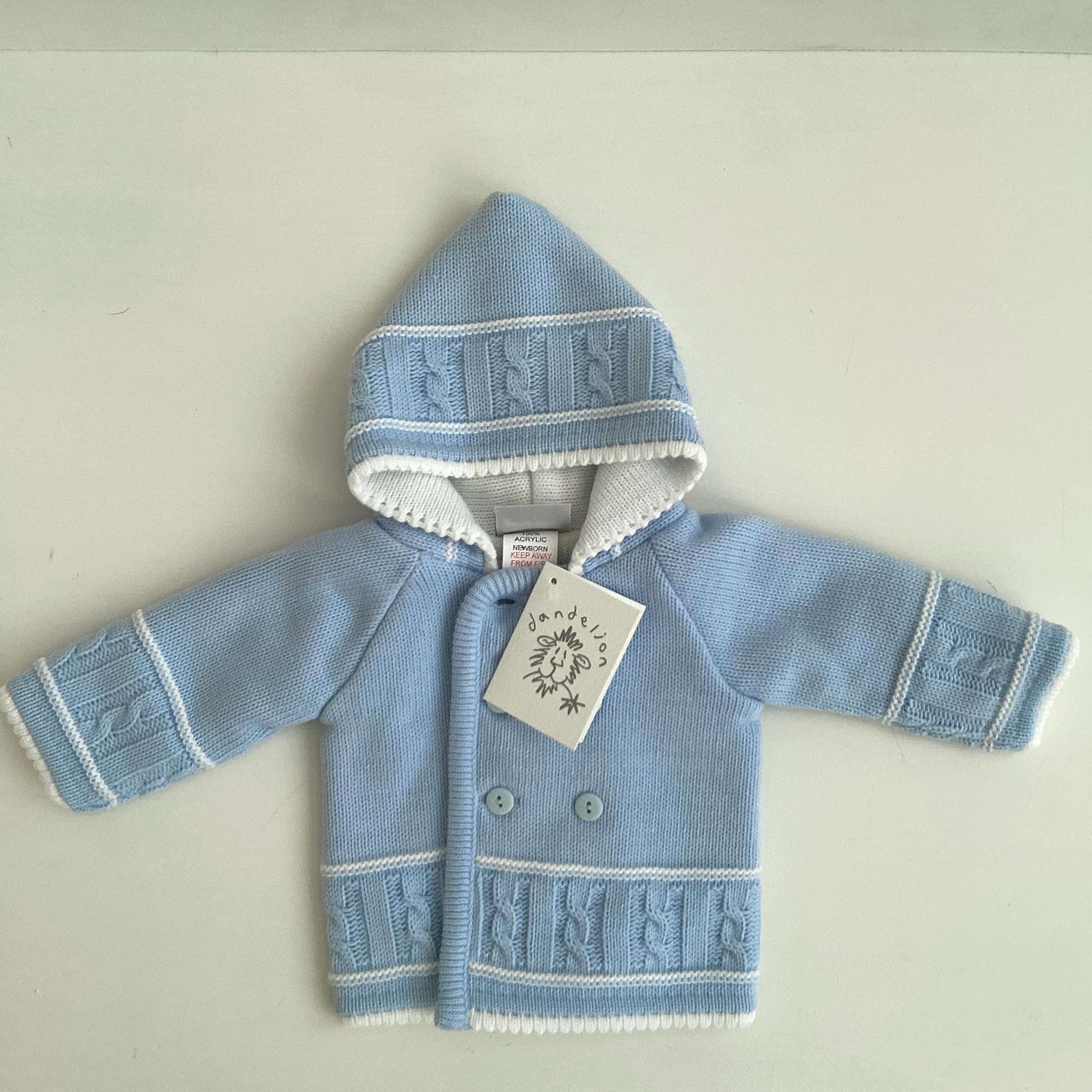 New Baby Boy Gift | SHAY | Blue Dandelion Knitted Jacket and Sheep Dog Comforter Giftset