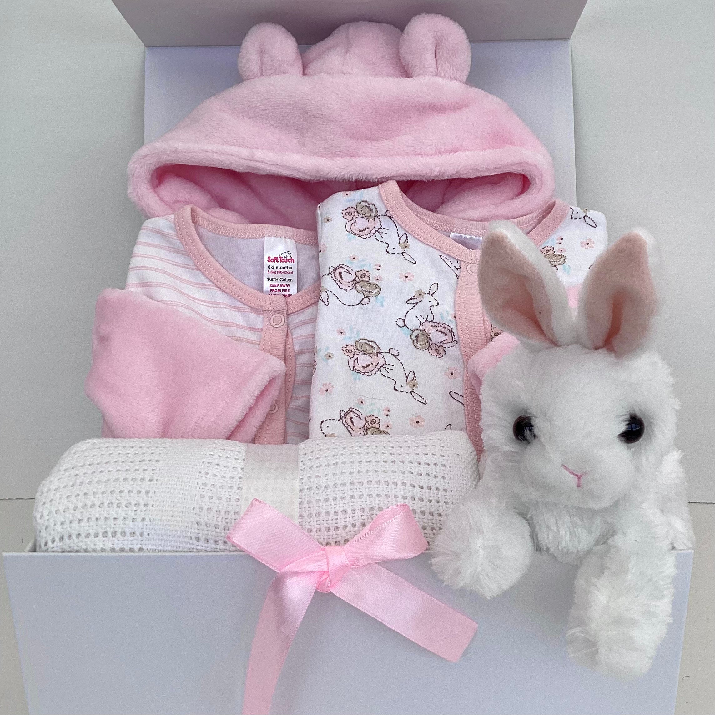 New Baby Girl Gift | SADIE | Bunny Rabbit Toy and Cosy Essentials Giftset
