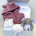 New Baby Girl Gift | SASKIA | Dusky Pink Dressing Gown and Elephant Comforter Giftset