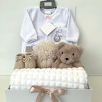 Unisex Luxury Baby Gift | SULLY | Brown Bear Comforter With Luxury Unisex Onesie Giftset