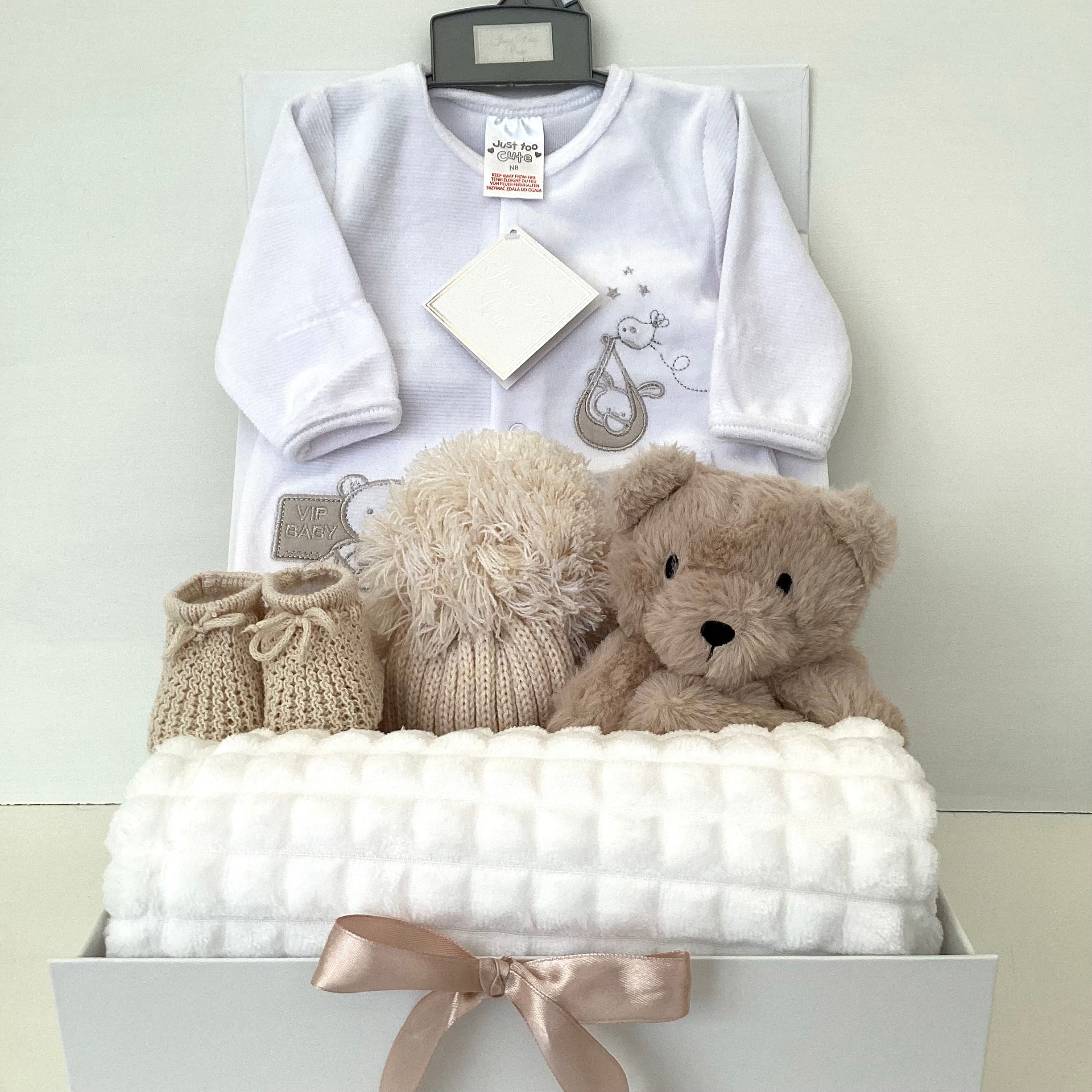 Unisex Luxury Baby Gift | SULLY | Brown Bear Comforter With Luxury Unisex Onesie Giftset