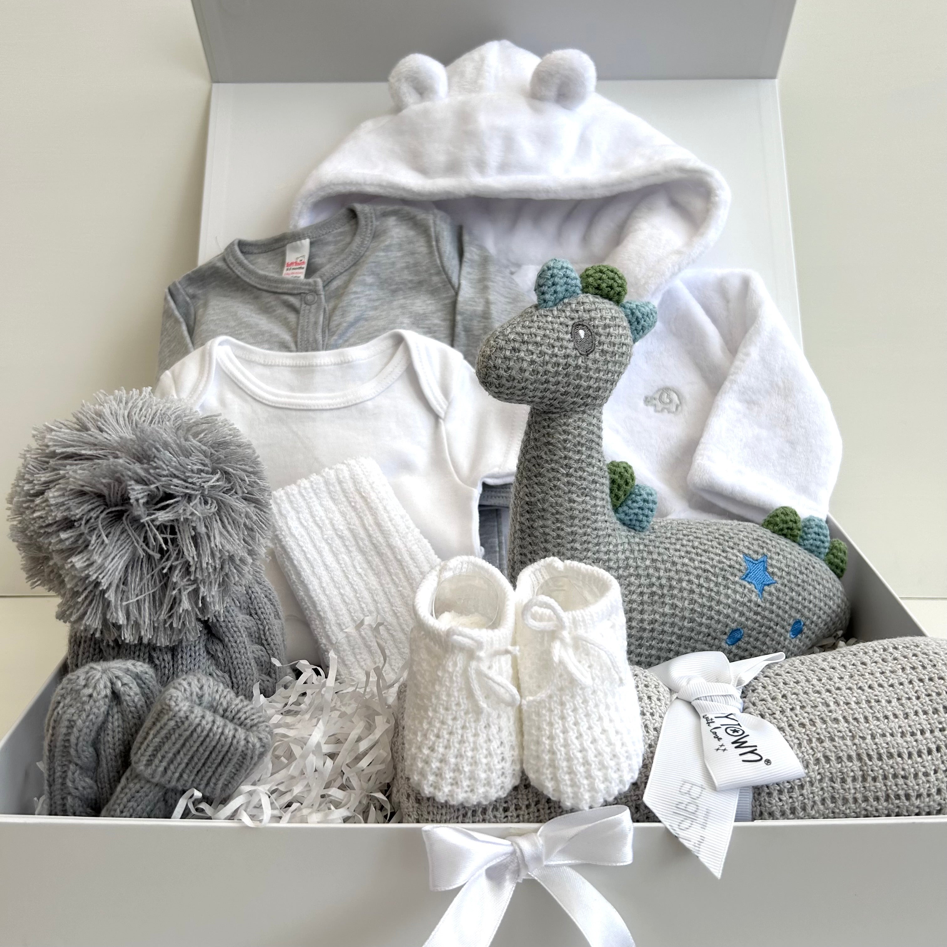 New Baby Boy Gift | DYLAN | Dinosaur Rattle Toy Giftset