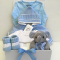 New Baby Boy Gift | SEB | Blue Dandelion Luxury Knitted Jacket and Essentials Giftset