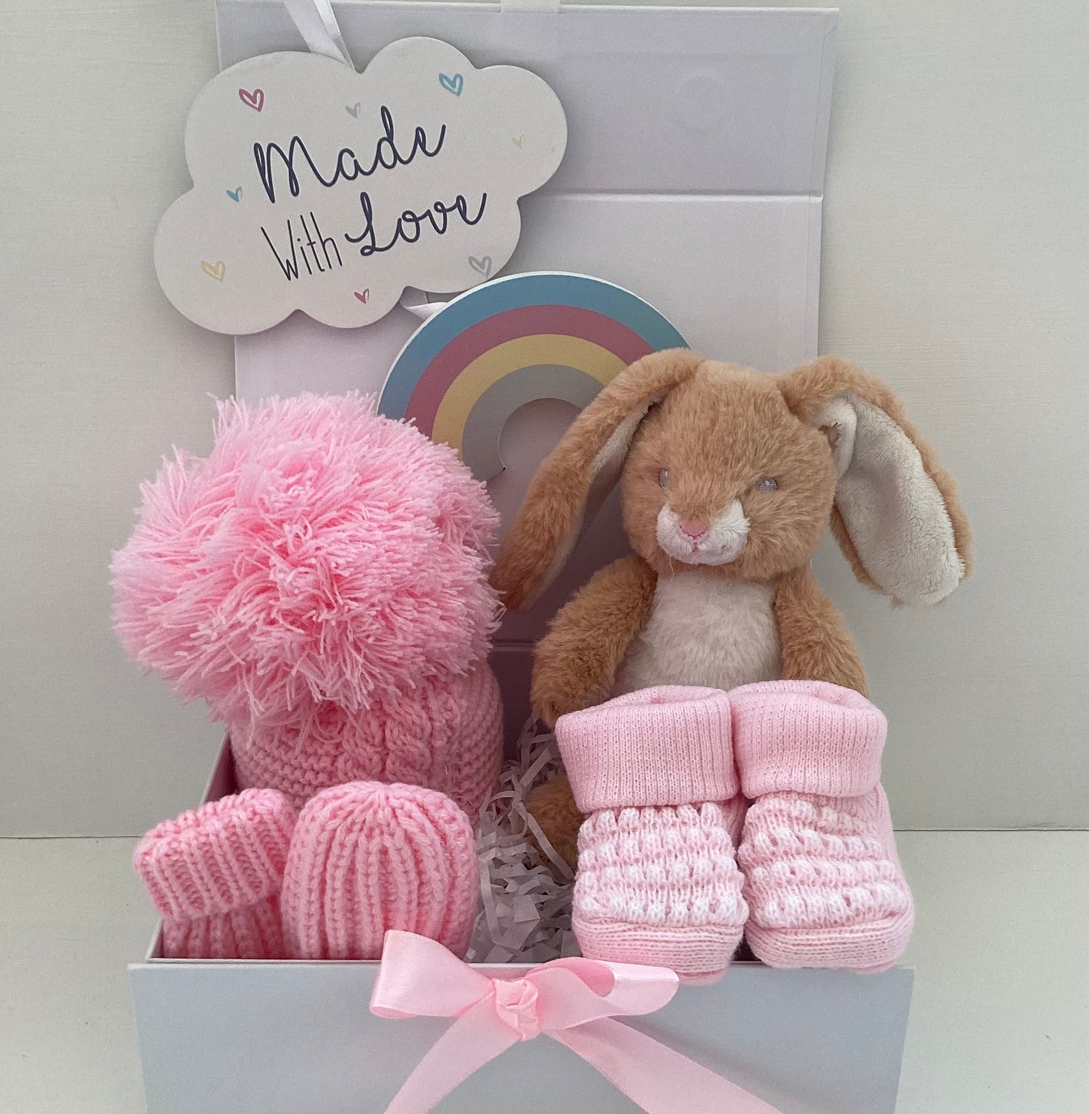 New Baby Gift | SOPHIA | Bunny Rabbit and Pink Essentials Giftset