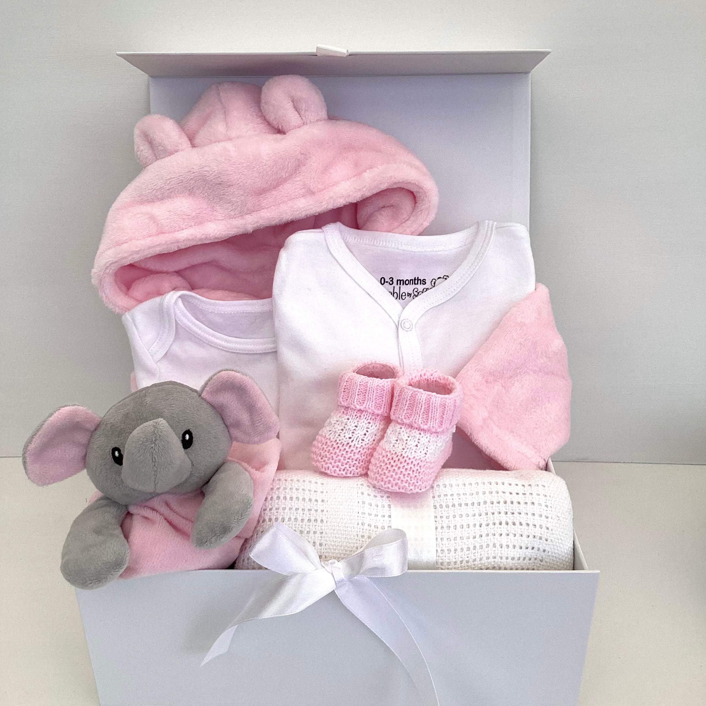 New Baby Girl Gift | NYLA | Pink Dressing Gown and Elephant Comforter Giftset
