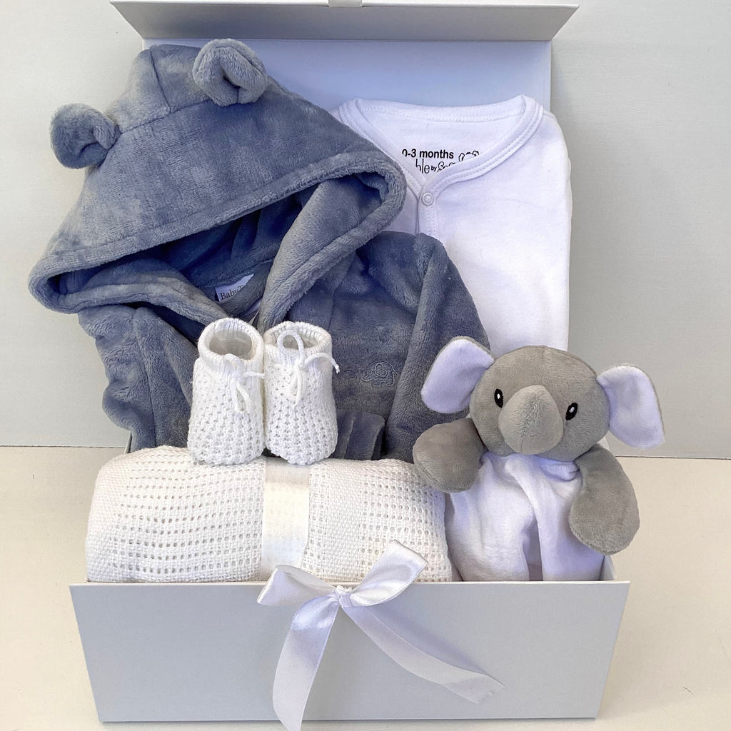 New Baby Boy Gift | EDDIE | Dusky Blue Dressing Gown and Comforter Giftset