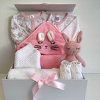 New Baby Girl Gift | ROSIE | Pink Bunny Bath Towel and Comforter Gift Box