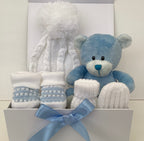 New Baby Boy Gift | BENJI | Blue Bear Baby Gift with Cosy Hat & Booties