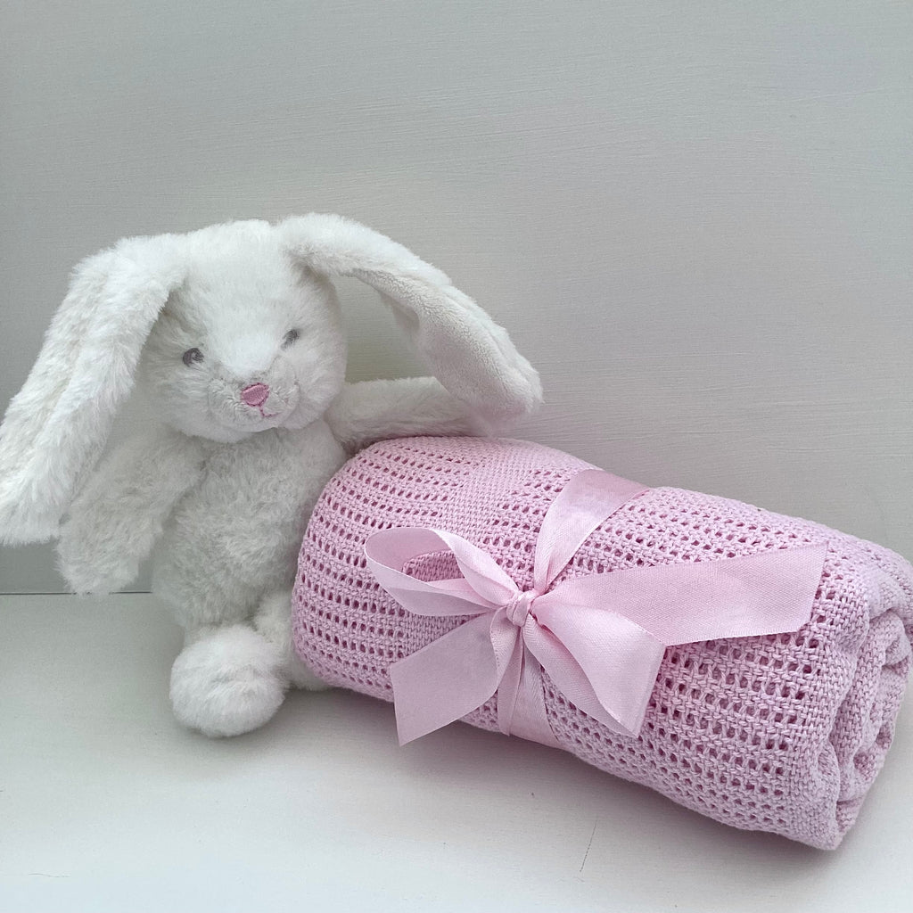 New Baby Girl Gift | PAIGE | White Bunny Rabbit Toy and Cosy Dressing Gown Giftset