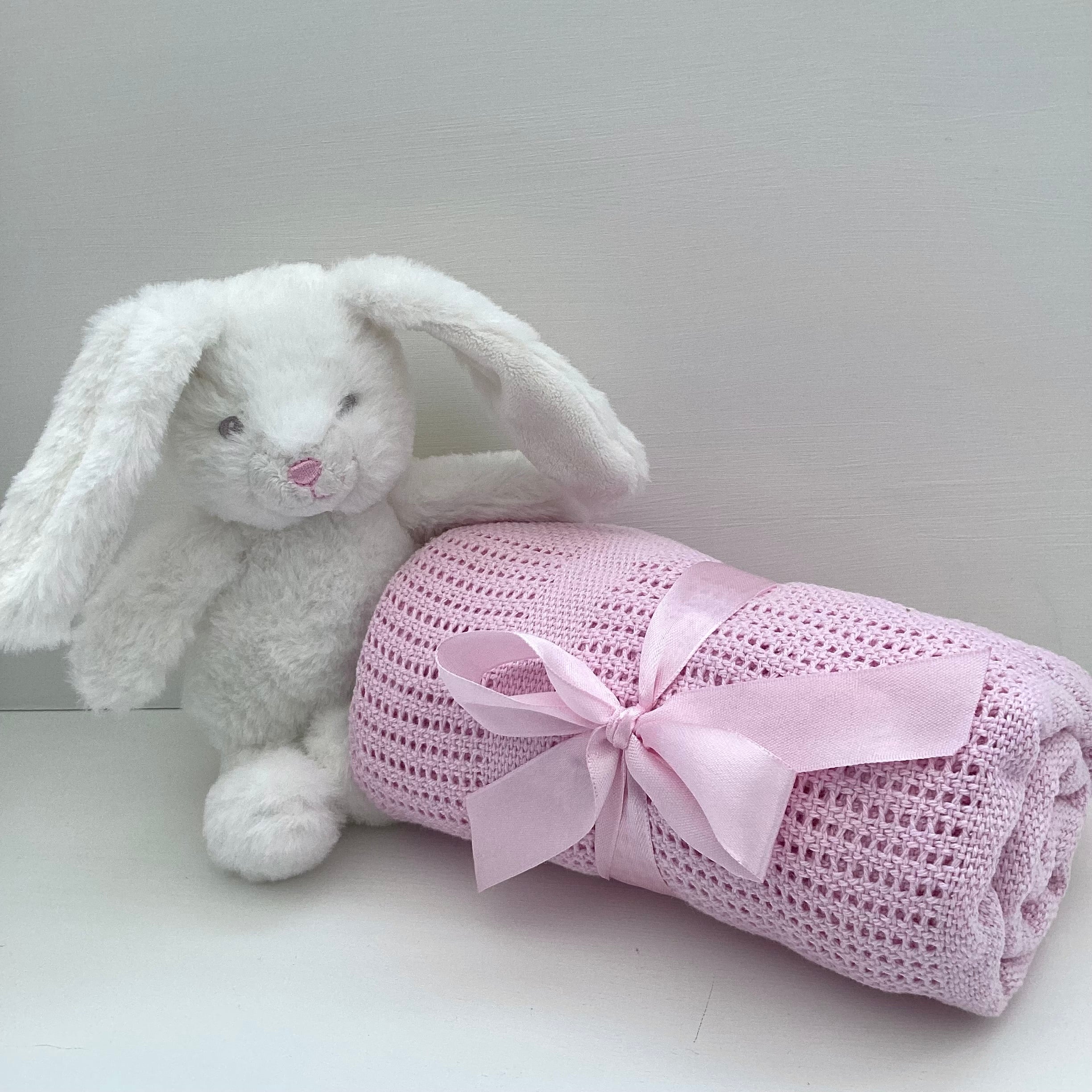 New Baby Girl Gift | PAIGE | White Bunny Rabbit Toy and Cosy Dressing Gown Giftset