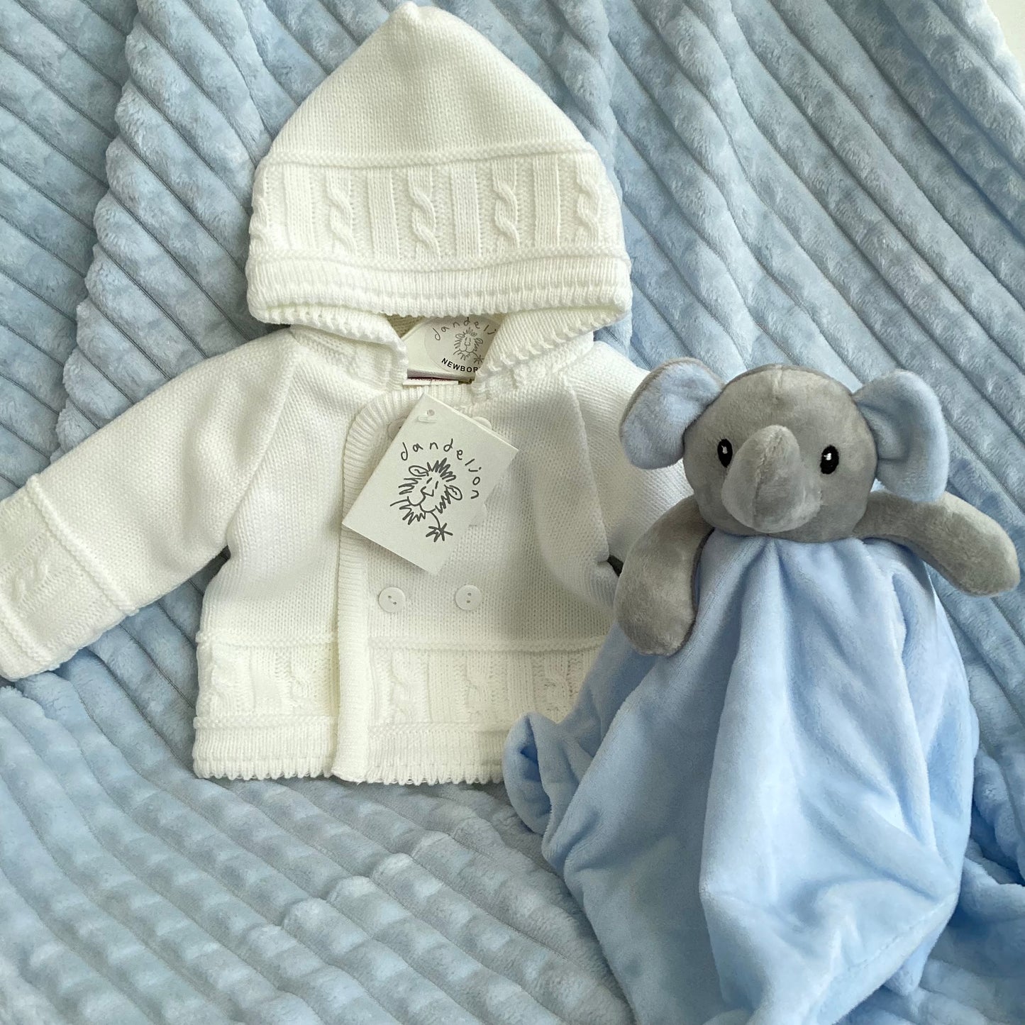 MASON-  Dandelion designer white knitted jacket and onesie gift box