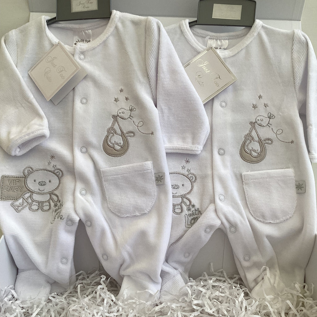 Newborn Twins Matching Outfits | Marley & Morgan Cute Bear and Cosy Onesie Giftset For Twins