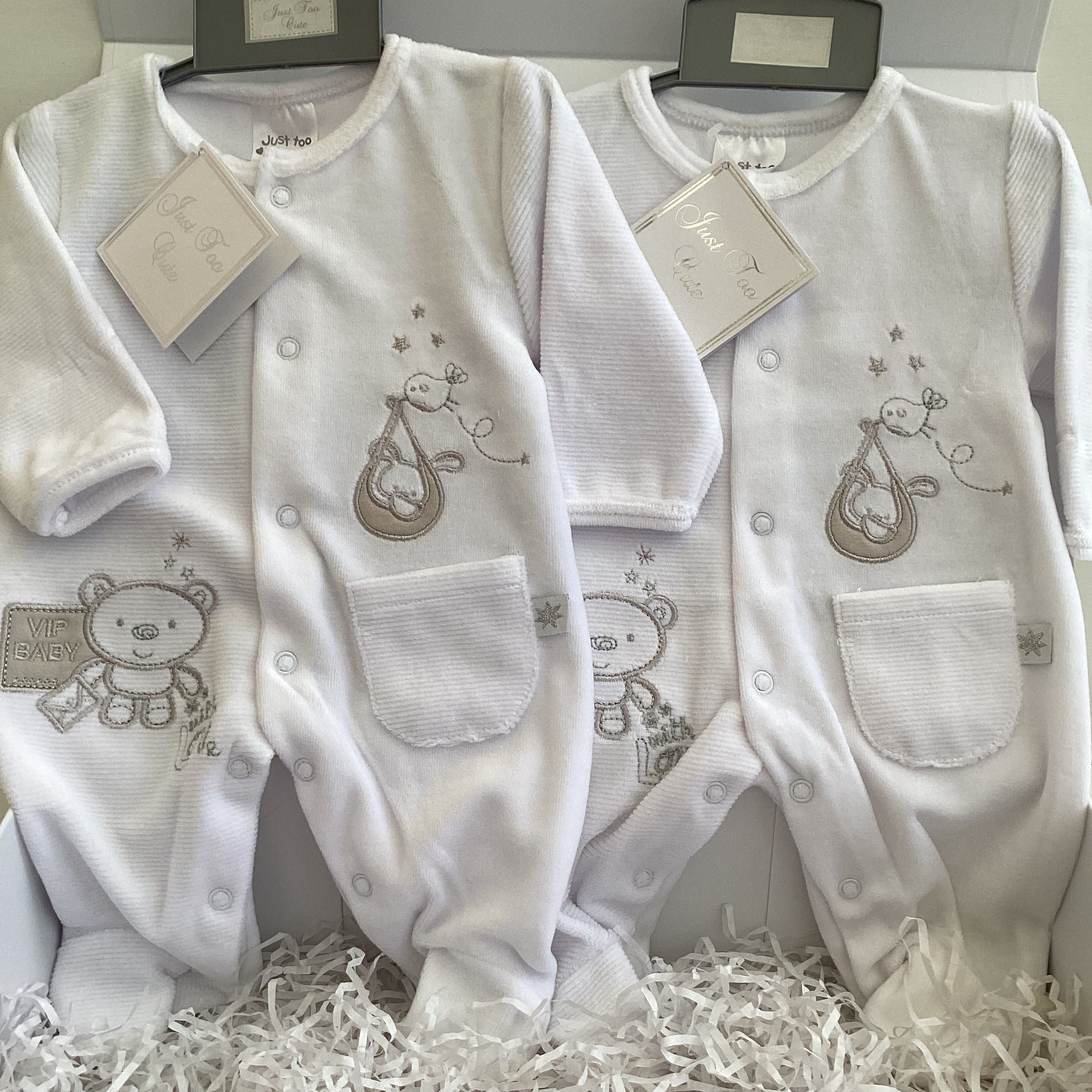 Newborn Twins Matching Outfits | Marley & Morgan Cute Bear and Cosy Onesie Giftset For Twins