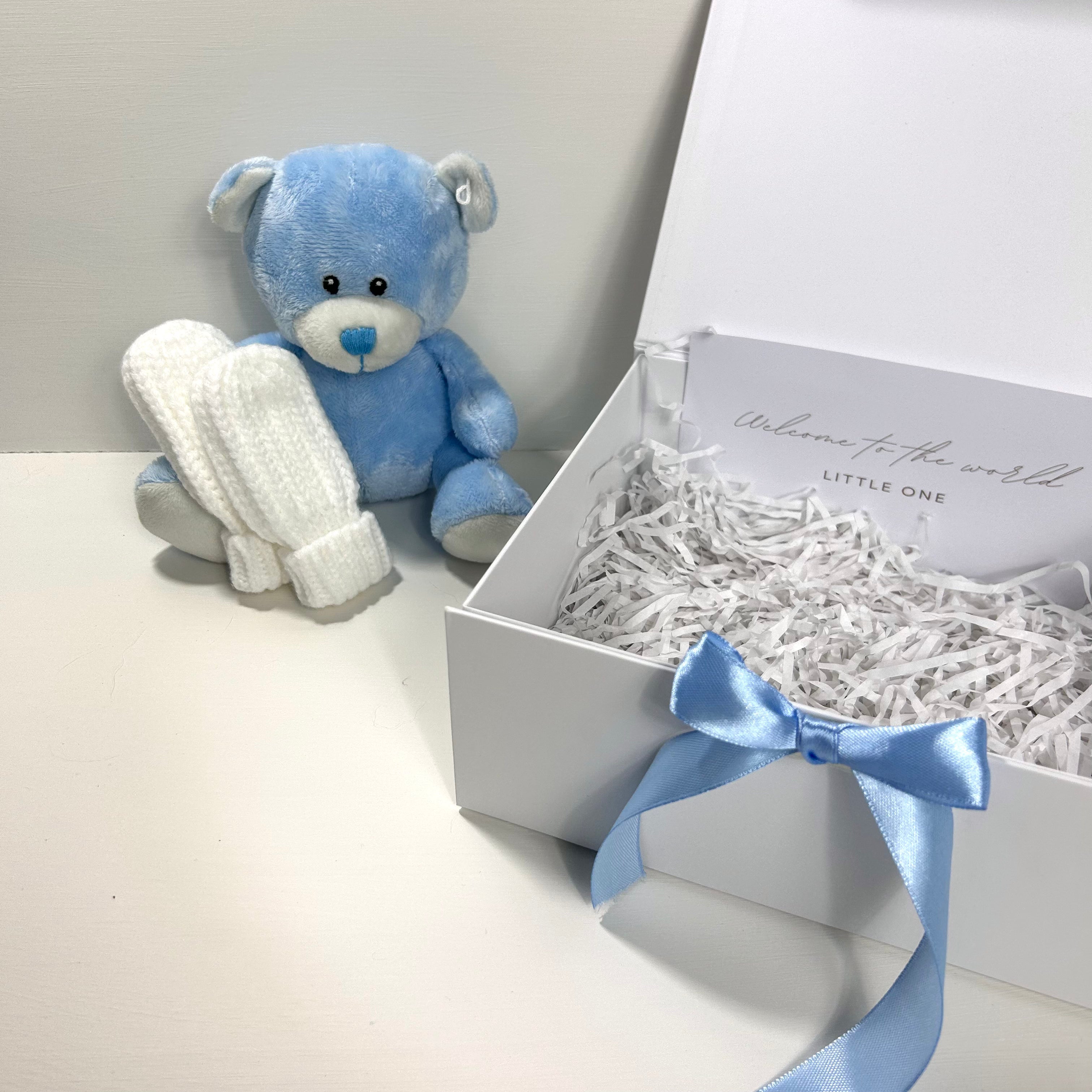 New Baby Boy Gift | BENJI | Blue Bear Baby Gift with Cosy Hat & Booties