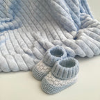 New Baby Boy Gift | SHAY | Blue Dandelion Knitted Jacket and Sheep Dog Comforter Giftset