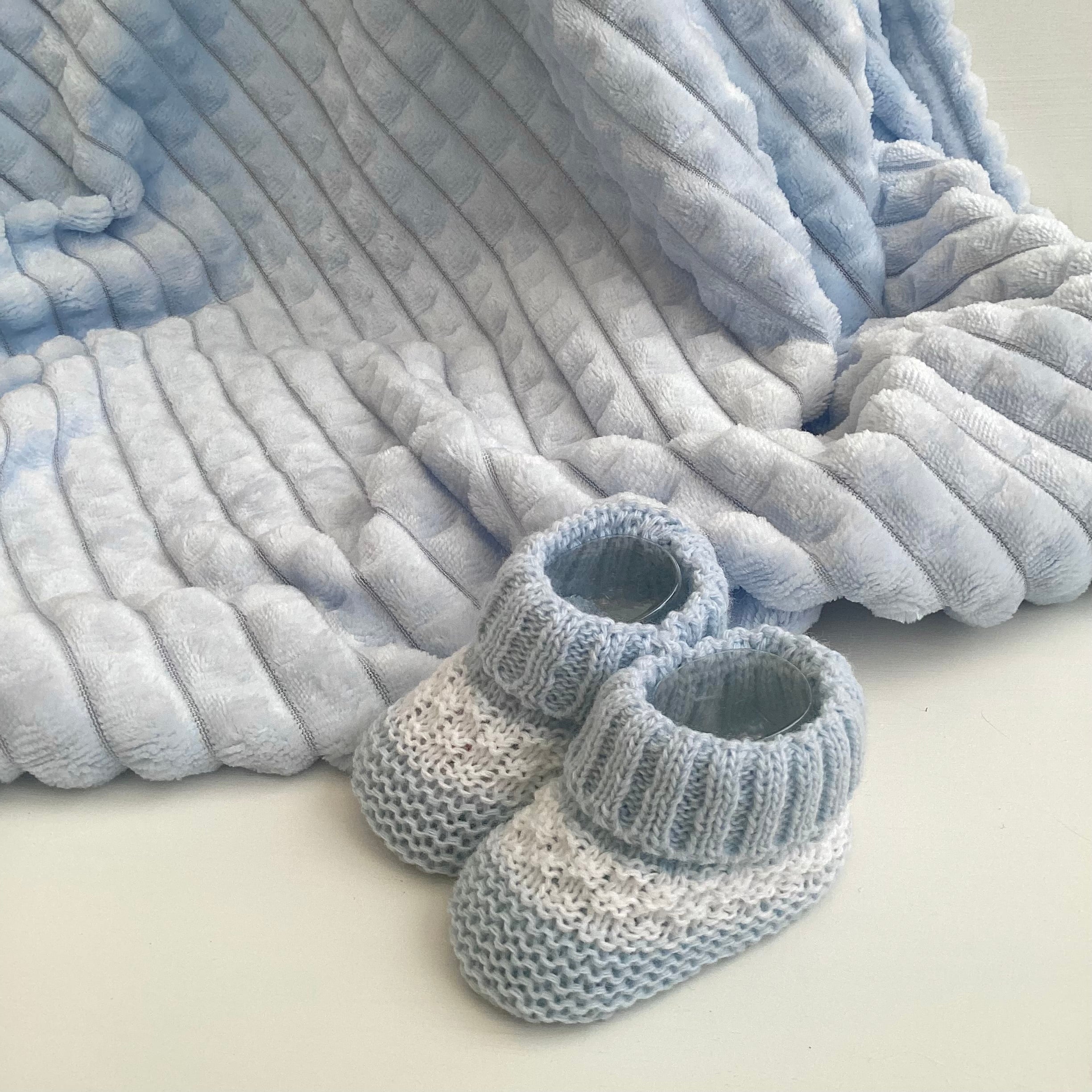 New Baby Boy Gift | SHAY | Blue Dandelion Knitted Jacket and Sheep Dog Comforter Giftset