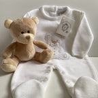 Unisex Luxury Baby Gift | WINTER | Dandelion Designer Baby Clothing and Cuddly Bear Giftset