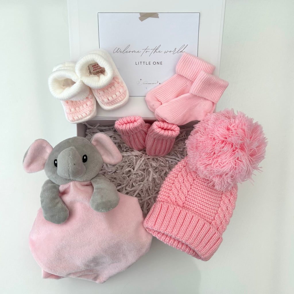 New Baby Girl Gift | ELLIE | Pink Elephant Comforter Giftset