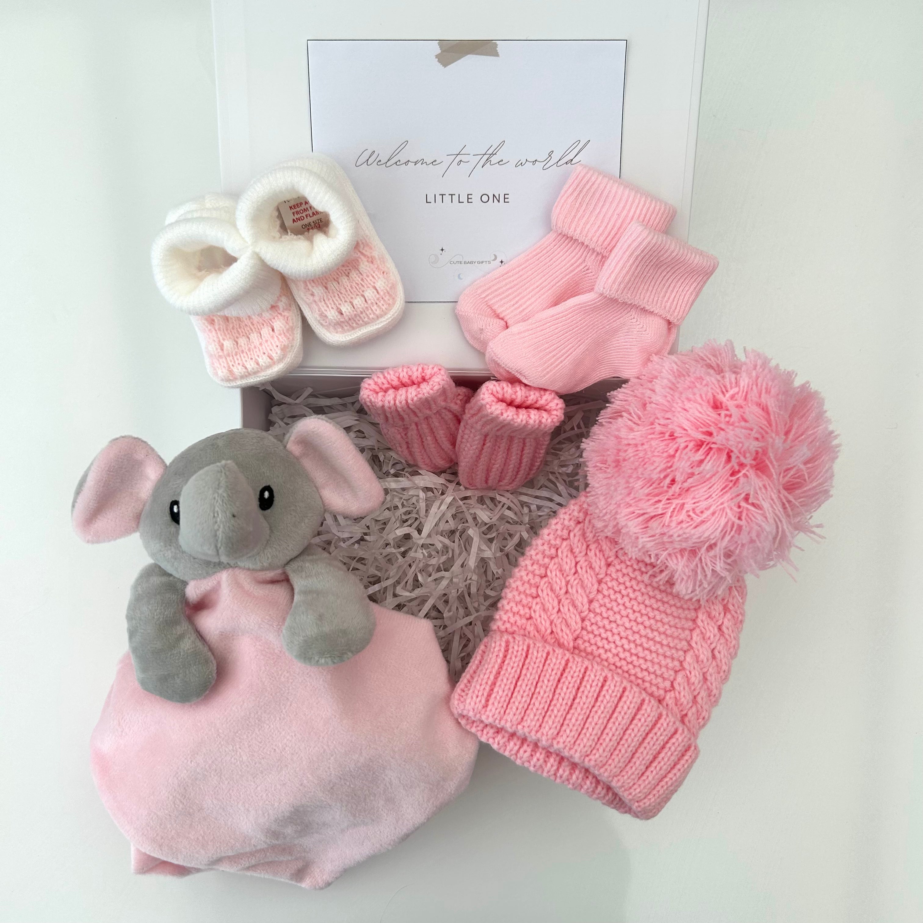 New Baby Girl Gift | ELLIE | Pink Elephant Comforter Giftset