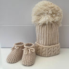 Unisex Baby Gift | BILLIE | Brown Fleece Bear and Bobble Hat Giftset