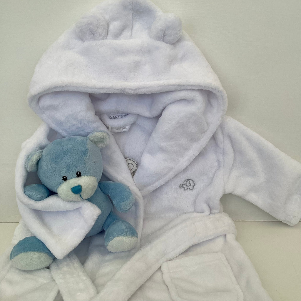 New Baby Boy Gift | DAWSON | Blue Dinosaur and Cosy Dressing Gown Giftset