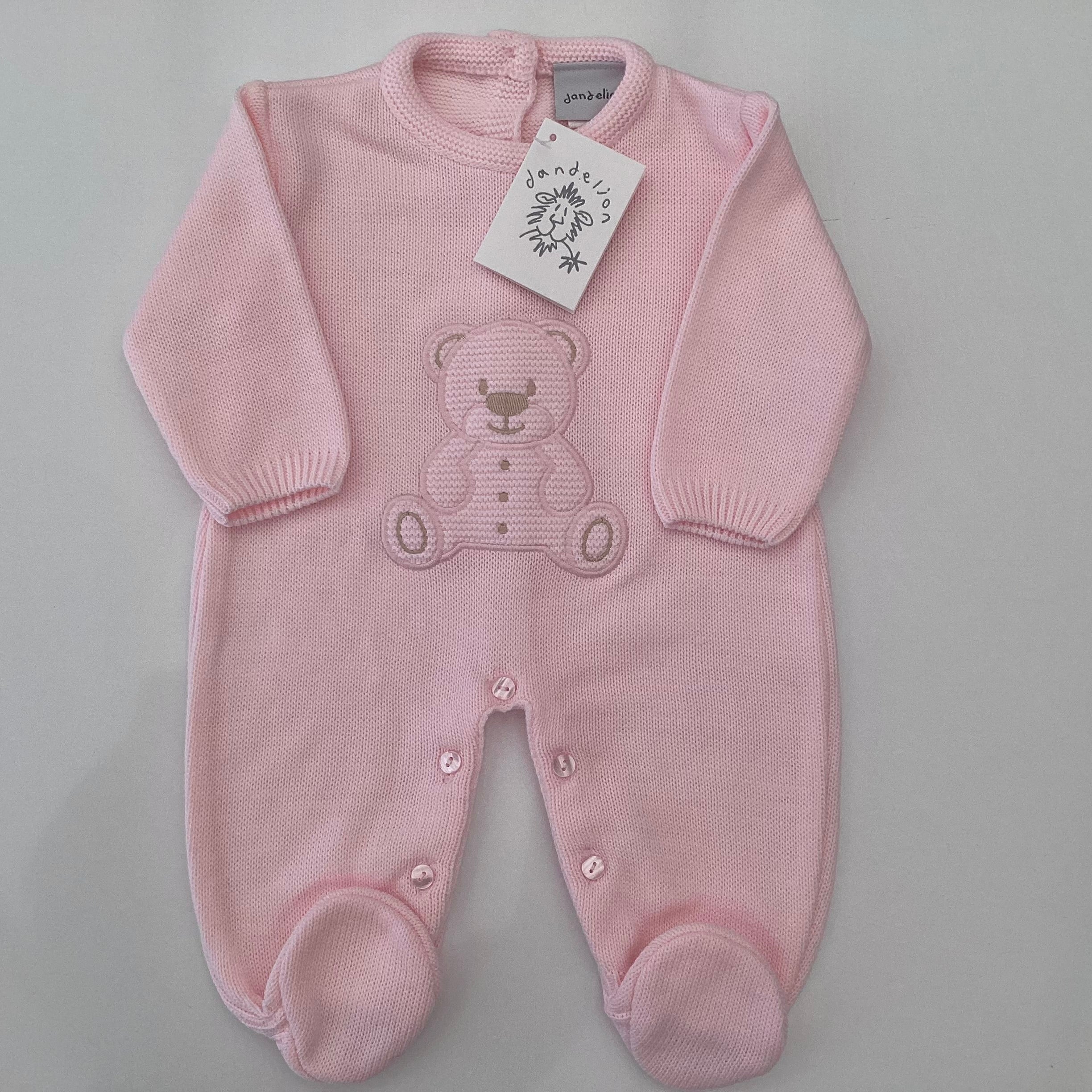 New Baby Girl Gift | CHARLOTTE | Dandelion Luxury Knitted Teddy Onesie and Cosy Essentials Giftset