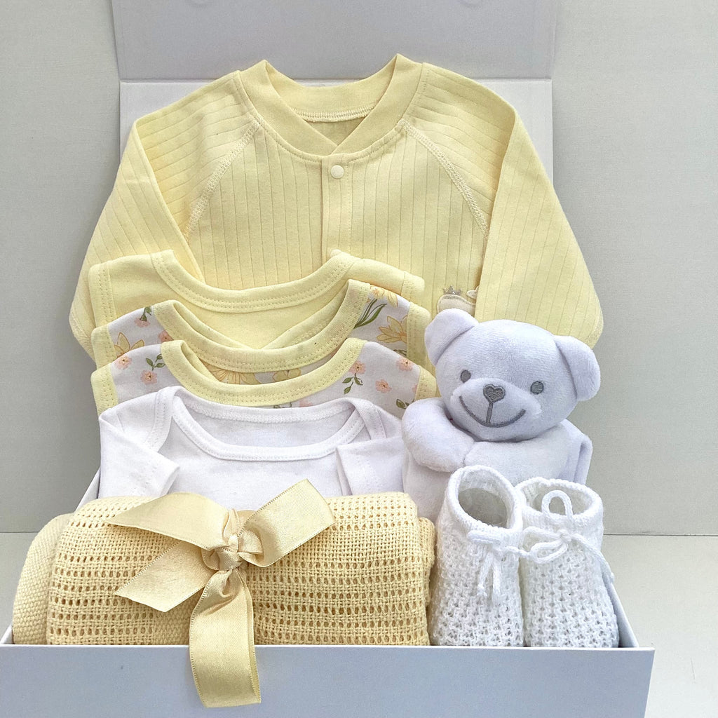 New Baby Girl Gift | LILA | Lemon Onesie and Matching Blanket Giftset