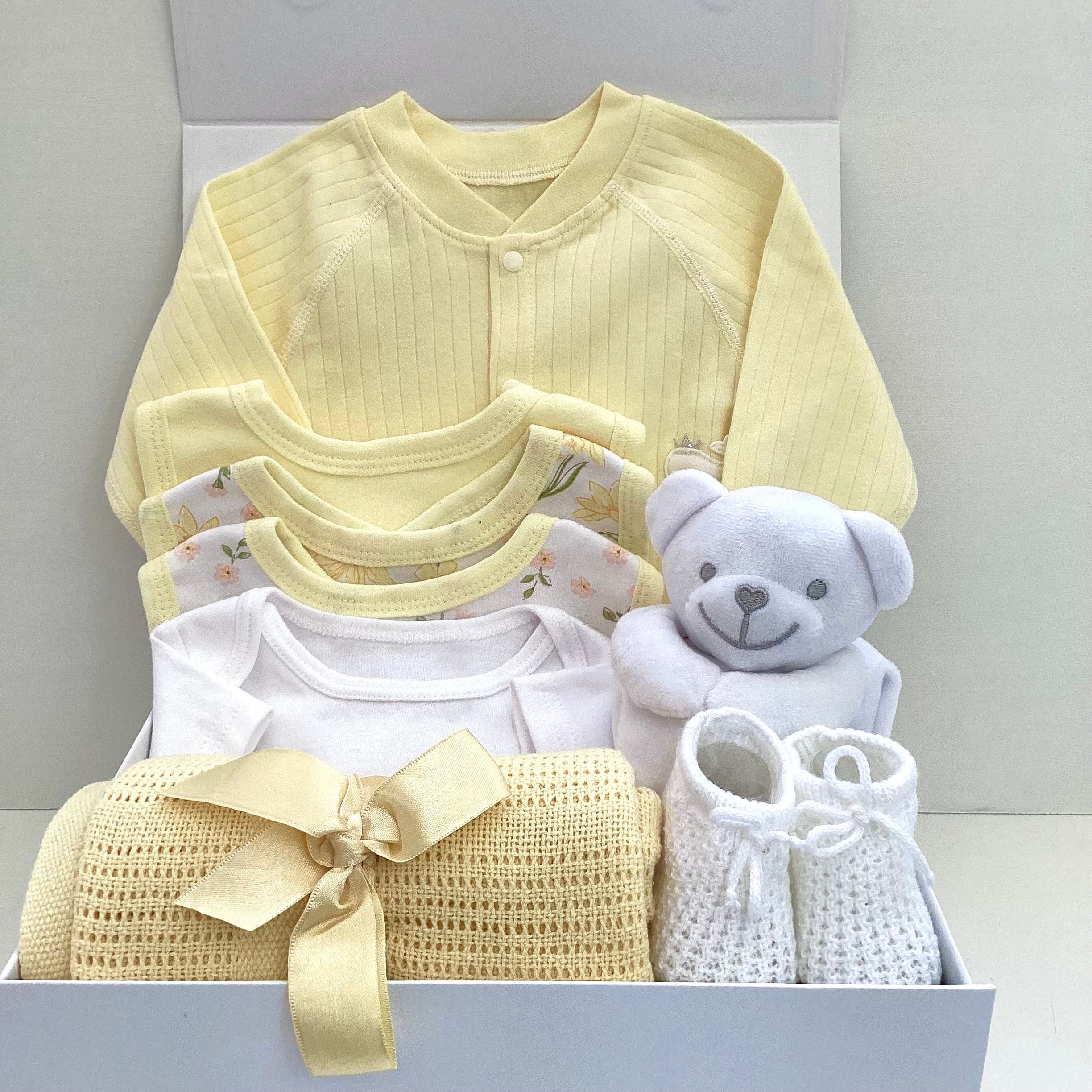 New Baby Girl Gift | LILA | Lemon Onesie and Matching Blanket Giftset
