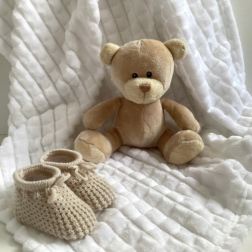 Unisex Luxury Baby Gift | WINTER | Dandelion Designer Baby Clothing and Cuddly Bear Giftset