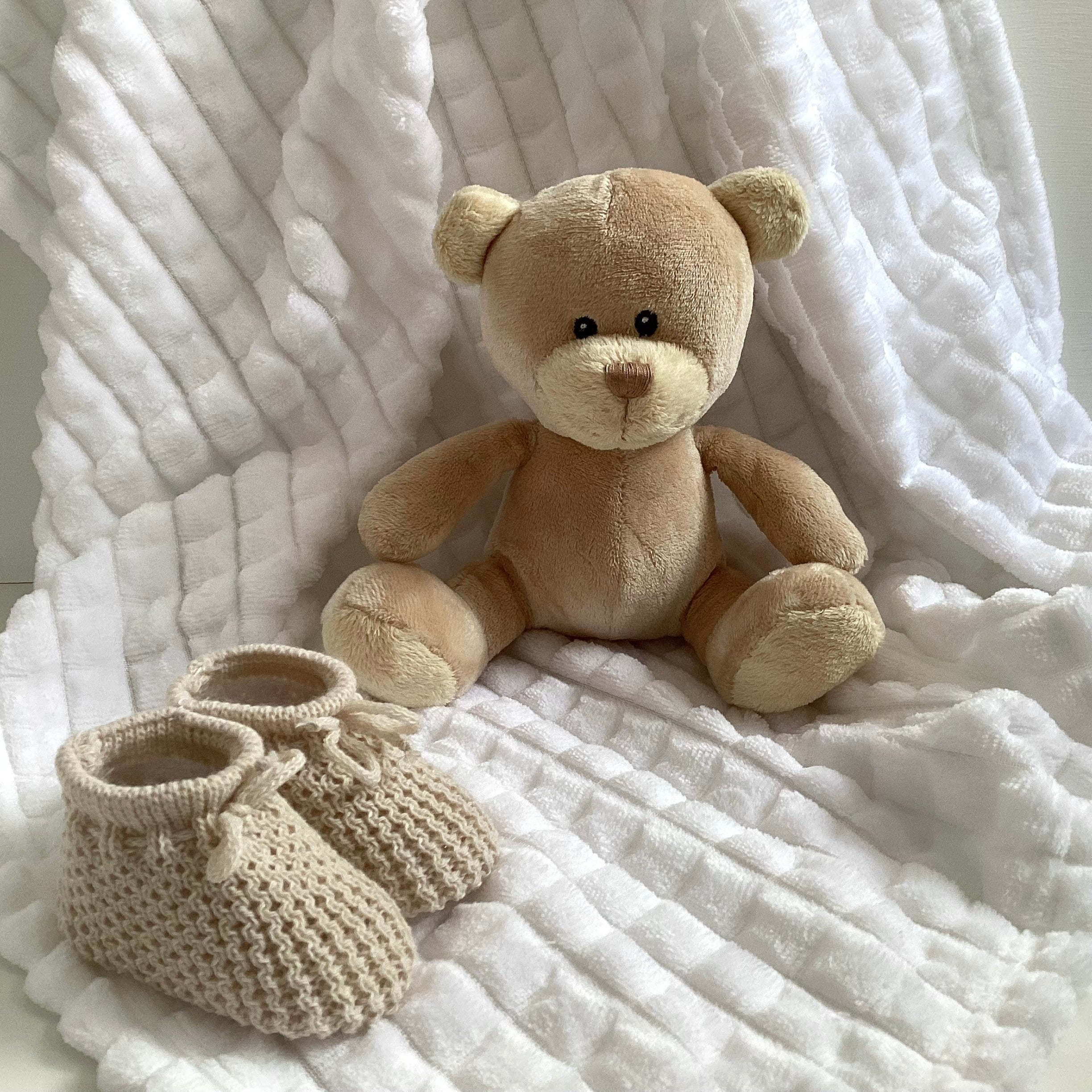Unisex Luxury Baby Gift | WINTER | Dandelion Designer Baby Clothing and Cuddly Bear Giftset