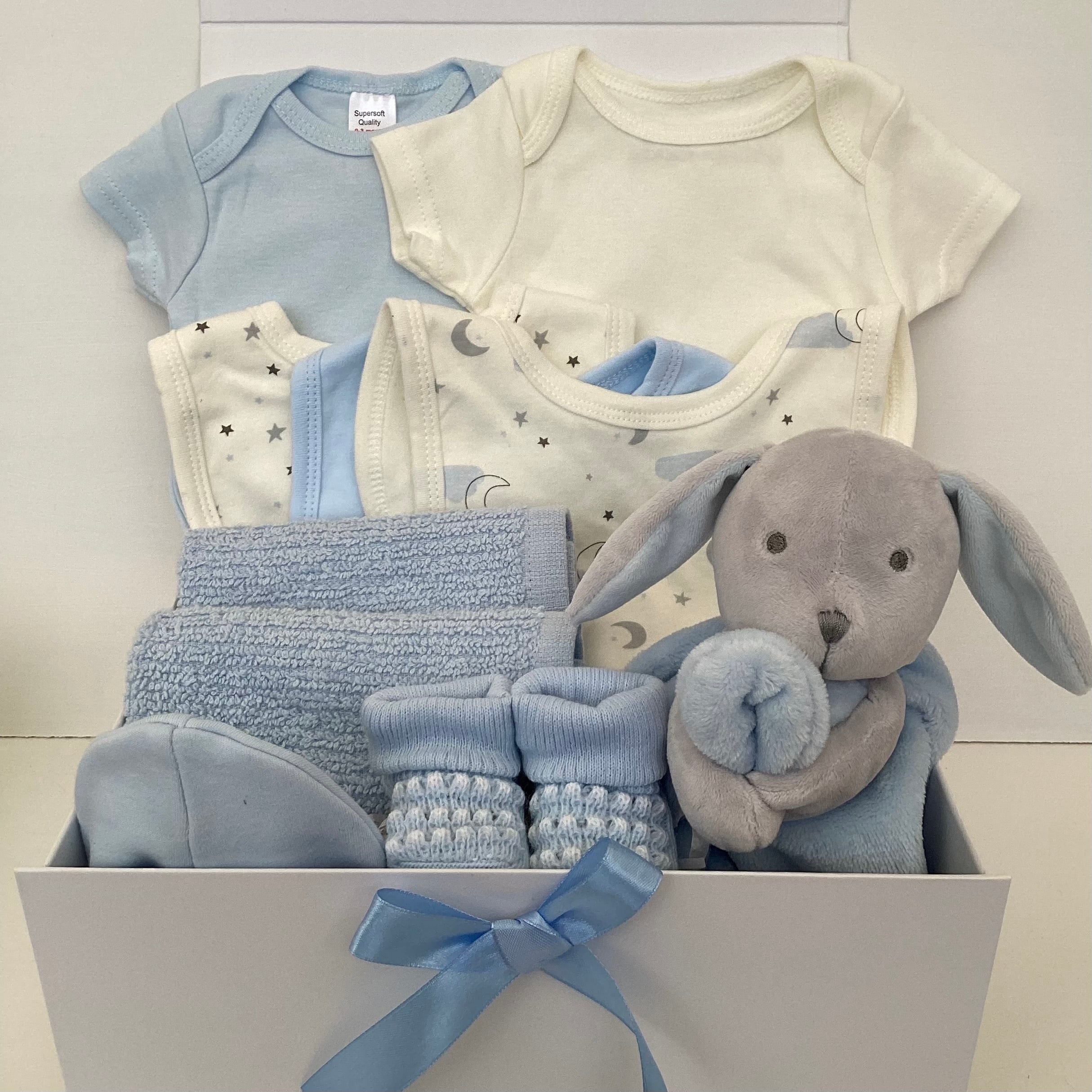 New Baby Boy Gift | RILEY | Rabbit Comforter and Essentials Giftset