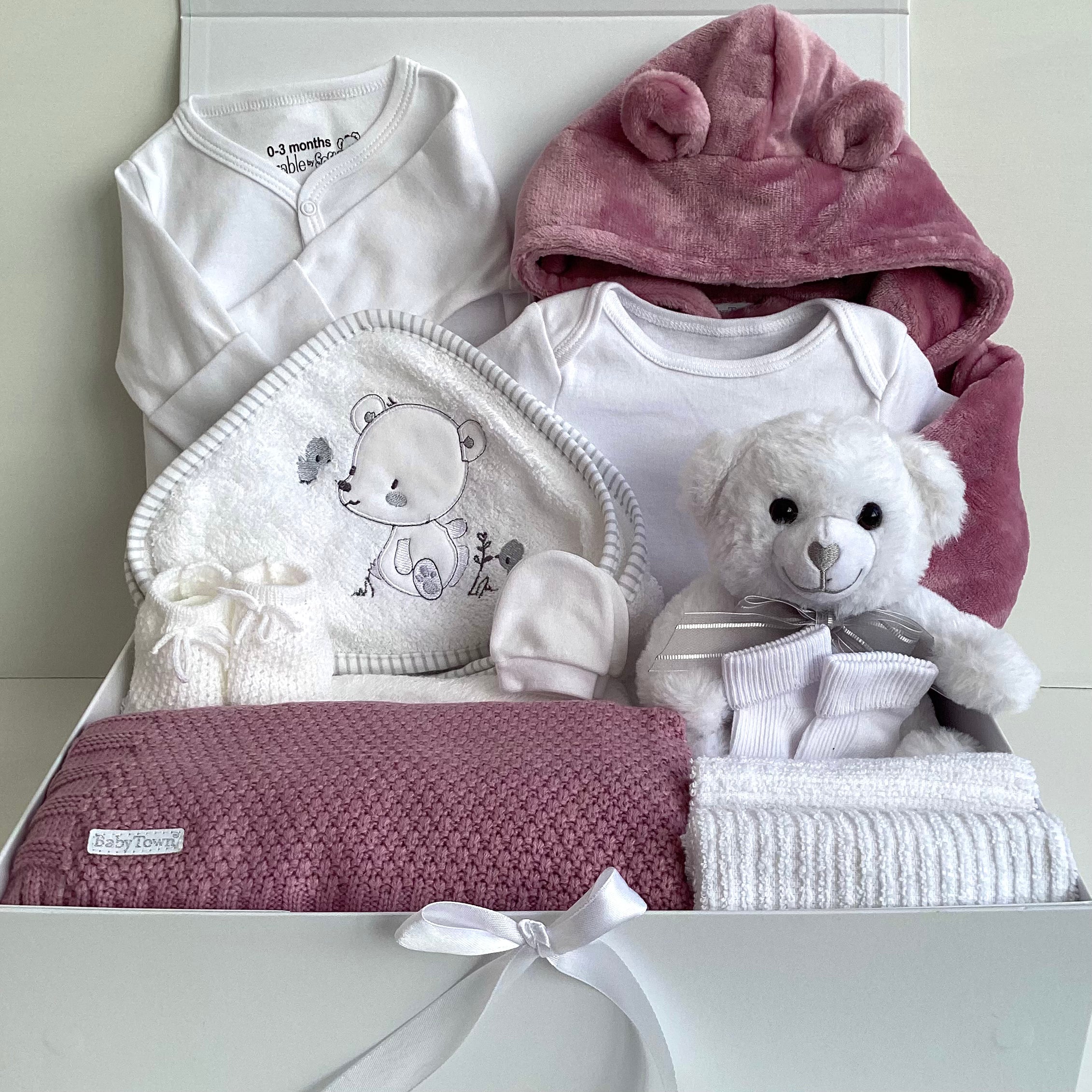 New Baby Girl Gift | AMELIA | Dusky pink bath and bed time gift box